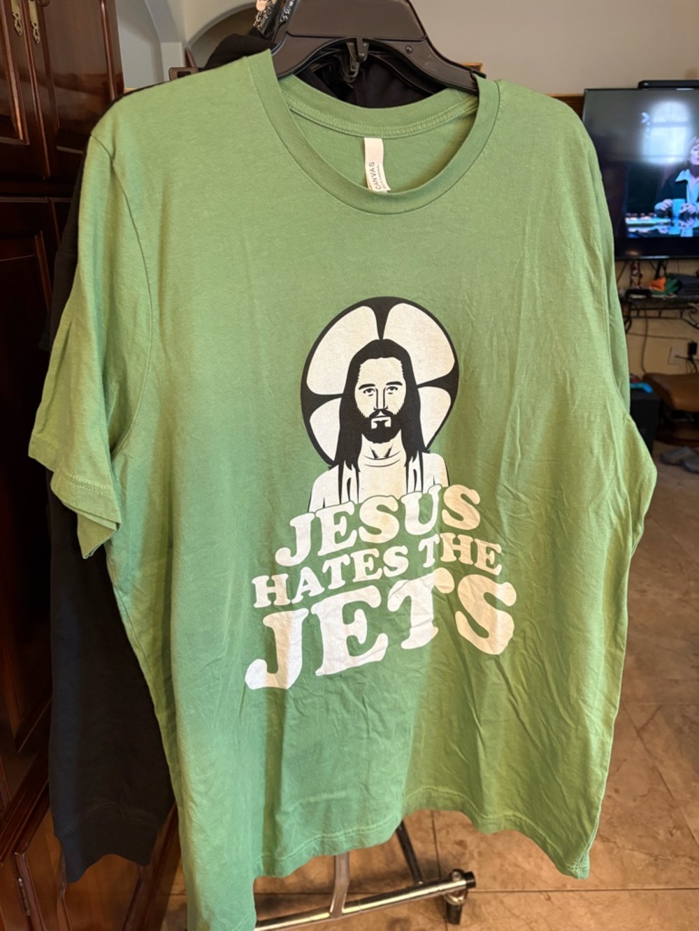 Green Graphic Men's T‑Shirt with White Screen Print
